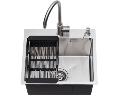 Chiuvetă inox Mirage 40x45cm + Sifon + Uscător pliabil + Dozator de sapun