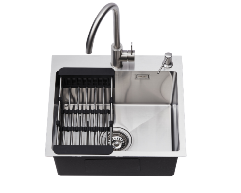 Chiuvetă inox Nebula 50x45cm + Sifon + Coș de scurgere + Dozator de săpun