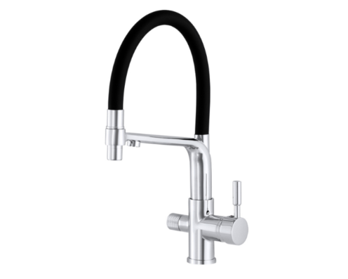 Baterie de bucătărie Imperio cu trei căi și gura de scurgere flexibilă